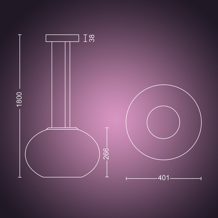 Philips - Светодиодная RGBW люстра с диммером на тросе Hue FLOURISH LED/39W/230V