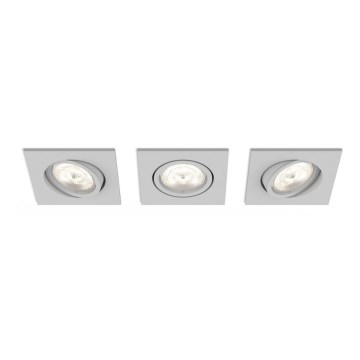 Philips 50123/87/P0 - НАБІР 3x LED Вбудований стельовий світильник з регулюванням яскравості CASEMENT LED/4,5W/230V