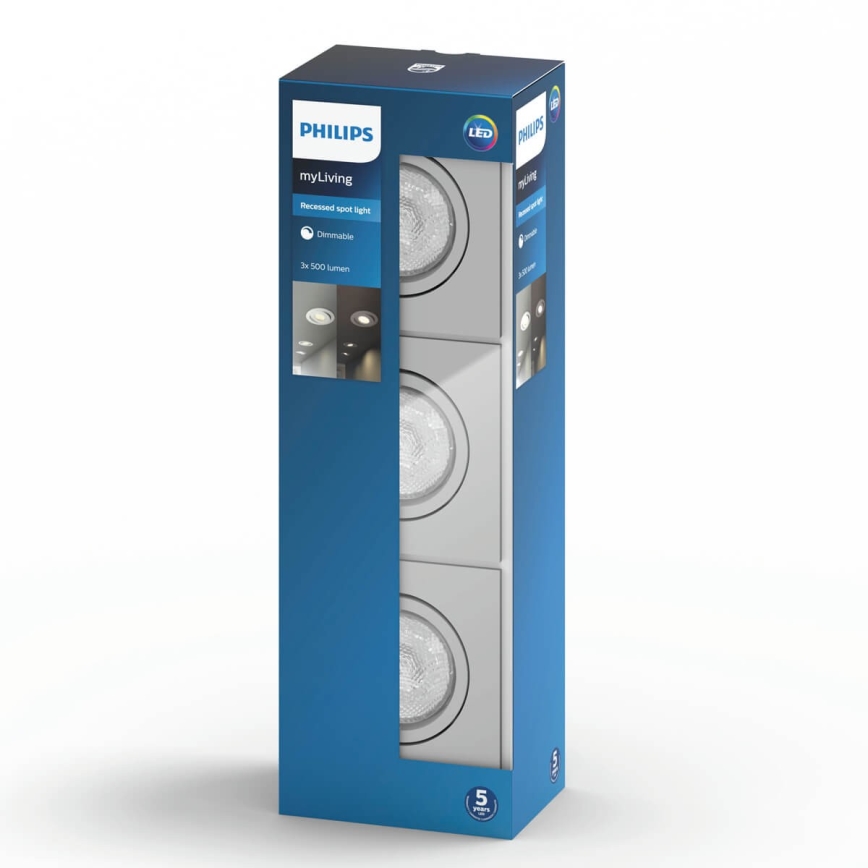 Philips 50123/87/P0 - НАБОР 3x Светодиодный встроенный светильник с регулированием яркости CASEMENT LED/4,5W/230V