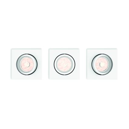 Philips - Набор из 3 диммируемых встраиваемых потолочных светильников LED RGBW 1xGU10/4,8W/230V, белый + пульт дистанционного управления