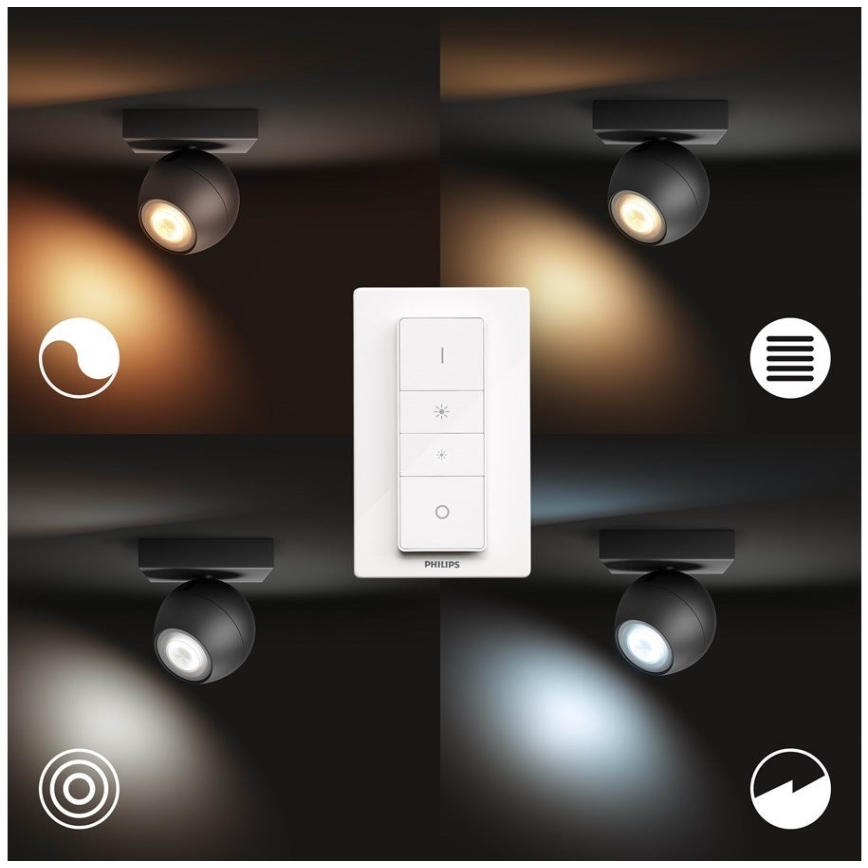 Philips - Світильник точковий світлодіодний регульований Hue BUCKRAM 1xGU10/5W/230V + дистанційне керування