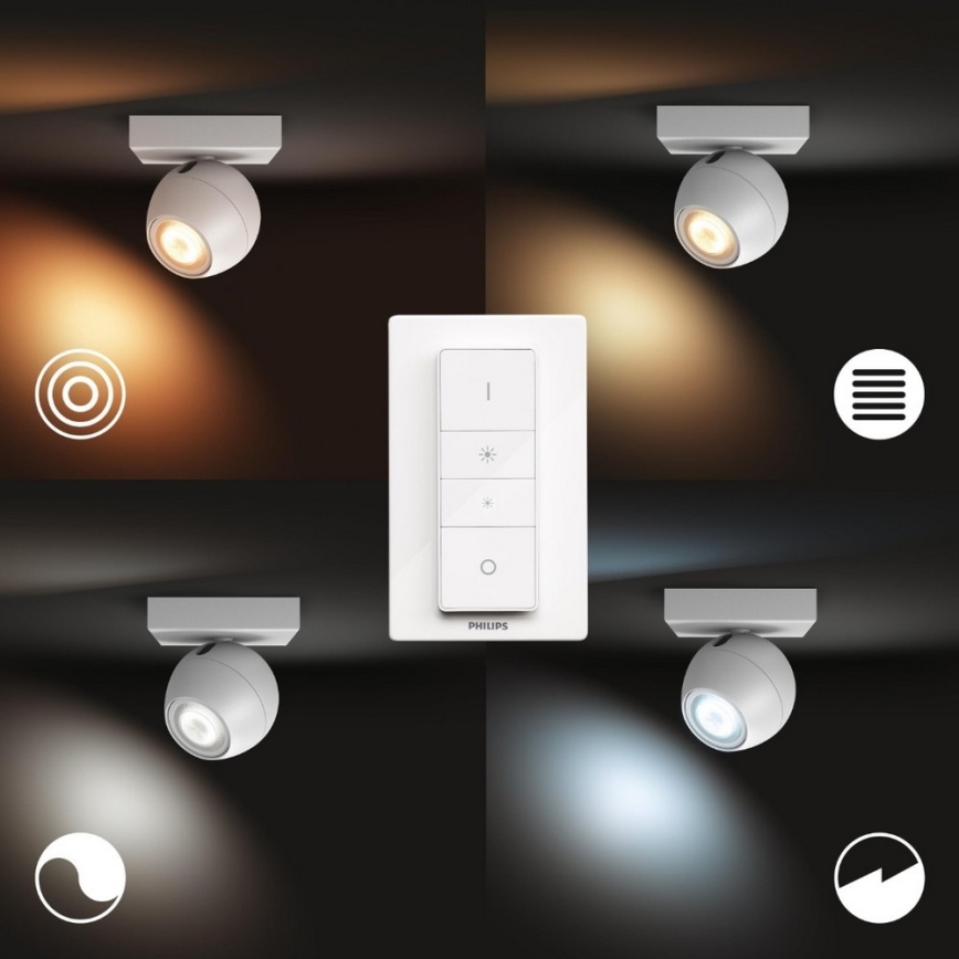 Philips - Светодиодный точечный светильник с регулированием яркости Hue BUCKRAM 1xGU10/5W/230V + дистанционное управление