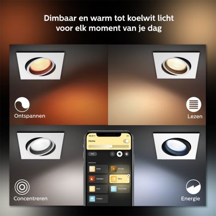 Philips - Светодиодный встроенный RGB-светильник с регулированием яркости Hue CENTURA 1xGU10/5,7W/230V
