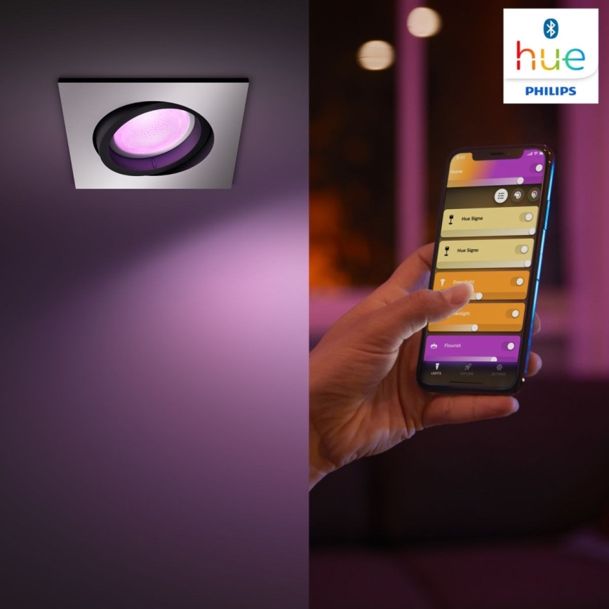 Philips - LED RGBW Стельовий вбудований світильник з регулюванням яскравості Hue CENTURA 1xGU10/5,7W/230V