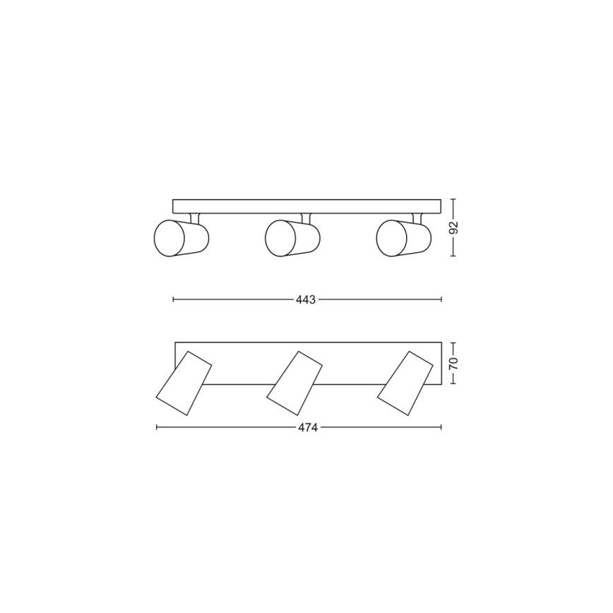 Philips - Светодиодный точечный светильник 3xGU10/5,5W/230V