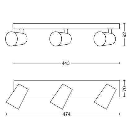 Philips - Точковий світильник 3xGU10/5,5W/230V