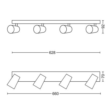 Philips - Точечный светильник 4xGU10/5,5W/230V