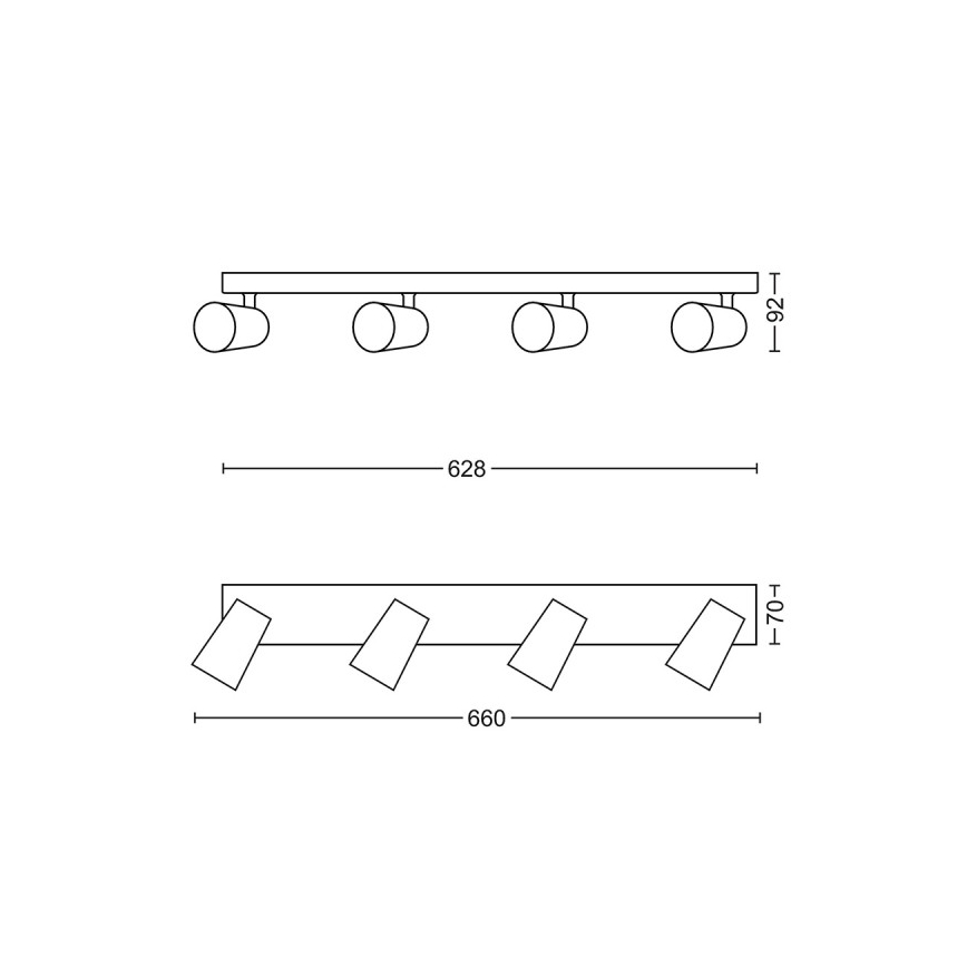 Philips - Точковий світильник 4xGU10/5,5W/230V