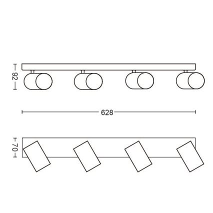 Philips - Точковий світильник 4xGU10/5,5W/230V