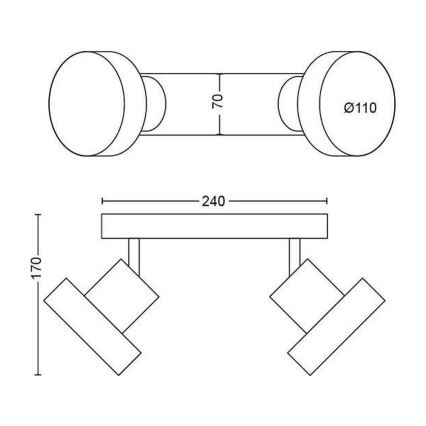 Philips 50602/30/P0 - LED Димерний точковий світильник BUKKO 2xLED/4,5W/230V