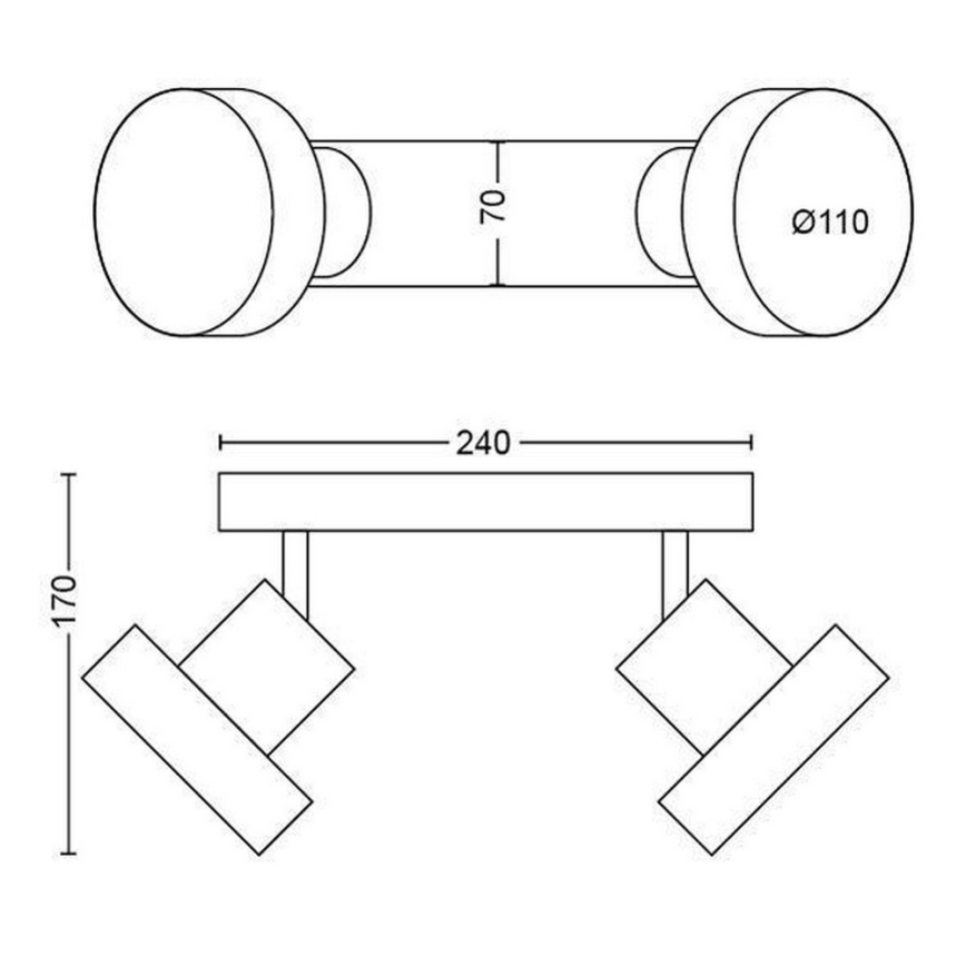 Philips 50602/31/P0 - Точковий LED світильник BUKKO 2xLED/4,5W/230V