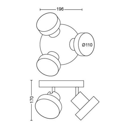 Philips - Точковий LED світильник 3xLED/4,5W/230V