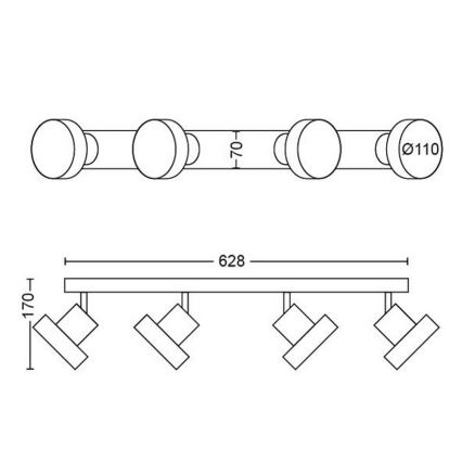 Philips 50604/31/P0 - Точковий LED світильник BUKKO 4xLED/4,3W/230V