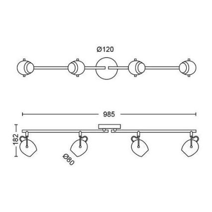 Philips 50614/30/P0 - Точковий LED світильник RIVANO 4xLED/4,3W/230V