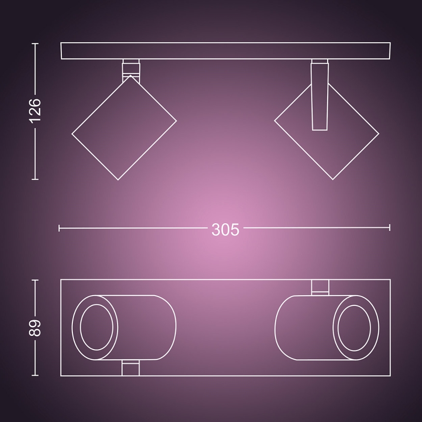 Philips - Светодиодный точечный RGBW-светильник с регулированием яркости Hue ARGENA 2xGU10/5,7W/230V