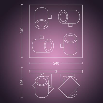 Philips - LED RGBW Точковий світильник з регулюванням яскравості Hue ARGENA 4xGU10/5,7W/230V