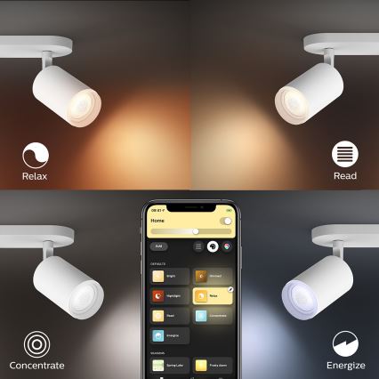 Philips - Светодиодный точечный RGBW-светильник с регулированием яркости Hue FUGATO 2xGU10/5,7W/230V