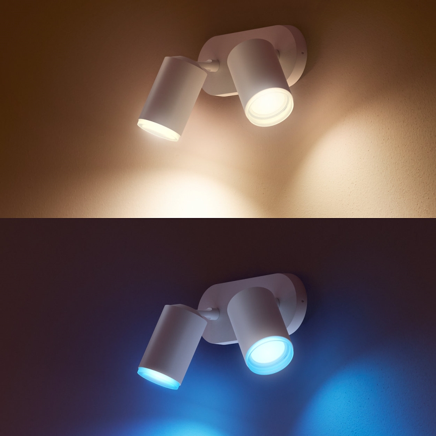 Philips - Светодиодный точечный RGBW-светильник с регулированием яркости Hue FUGATO 2xGU10/5,7W/230V