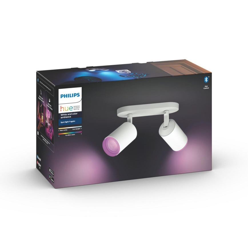 Philips - Светодиодный точечный RGBW-светильник с регулированием яркости Hue FUGATO 2xGU10/5,7W/230V