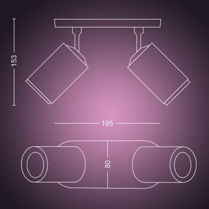 Philips - Светодиодный точечный RGBW-светильник с регулированием яркости Hue FUGATO 2xGU10/5,7W/230V