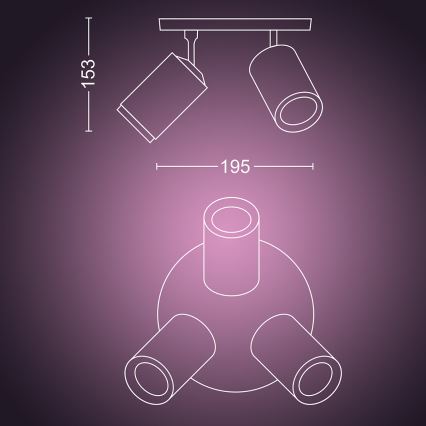 Philips - Светодиодный точечный RGBW-светильник с регулированием яркости Hue FUGATO 3xGU10/5,7W/230V