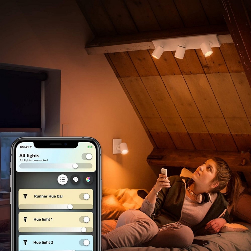 Philips - LED Світильник з регулятором яскравості Hue RUNNER 1xGU10/5W/230V + пульт дистанційного керування