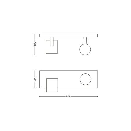 Philips 53092/48/16 - Точечный светильник RUNNER 2xGU10/35W/230V серебряный