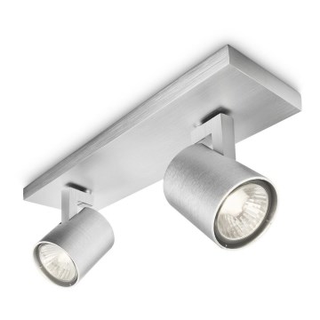 Philips 53092/48/16 - Точковий світильник RUNNER срібний 2xGU10/35W/230V