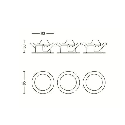 Philips 59100/87/16 - КОМПЛЕКТ 3x LED Точковий вбудований світильник MYLIVING SCEPTRUM LED/3W/230V