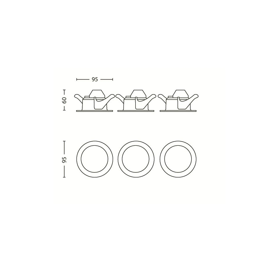 Philips 59100/87/16 - КОМПЛЕКТ 3x LED Точковий вбудований світильник MYLIVING SCEPTRUM LED/3W/230V