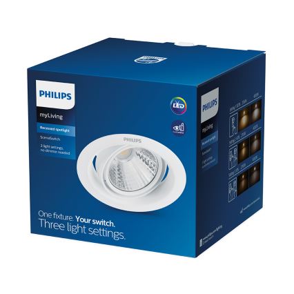 Philips - Стельовий вбудований LED світильник з регулюванням яскравості SCENE SWITCH 1xLED/7W/230V 2700K