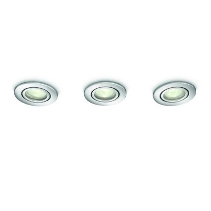 Philips - НАБІР 3x Вбудований стельовий світильник для ванної 3xGU10/35W/230V IP23