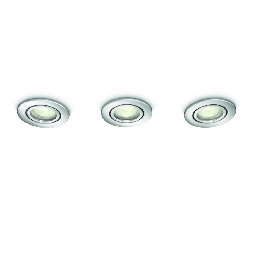 Philips - НАБІР 3x Вбудований стельовий світильник для ванної 3xGU10/35W/230V IP23