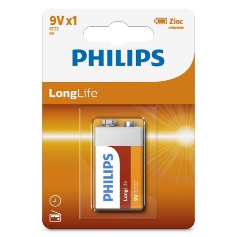 Philips 6F22L1B/10 - Цинк-хлоридная батарейка 6F22 LONGLIFE 9V