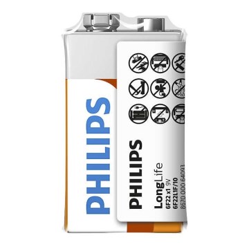 Philips 6F22L1F/10 - Цинк-хлоридна батарея 6F22 LONGLIFE 9В 150мАг