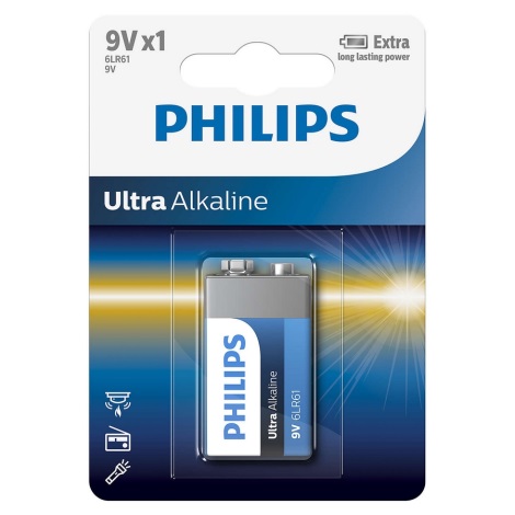 Philips 6LR61E1B/10 - Лужна батарея 6LR61 ULTRA ALKALINE 9V 600mAh