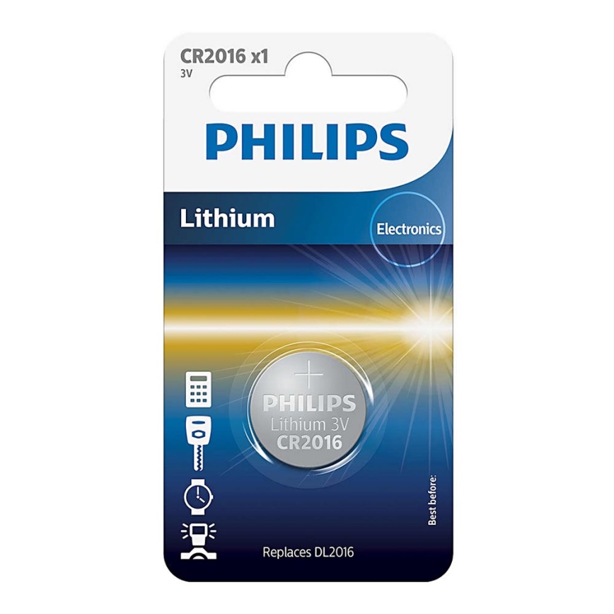 Philips CR2016/01B - Кнопочная литиевая батарейка CR2016 MINICELLS 3V 90mAh