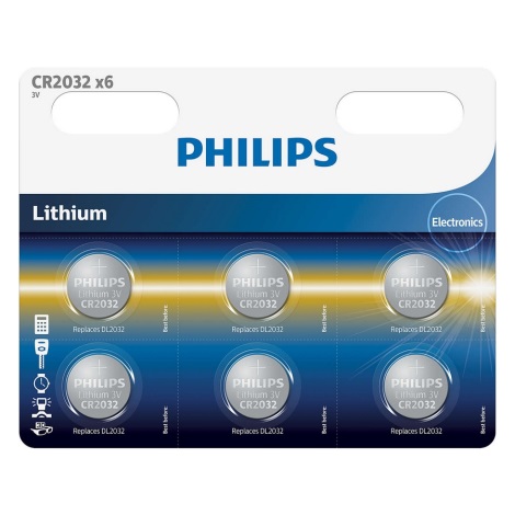 Philips CR2032P6/01B - 6 шт. Літієва батарея таблеткового типу CR2032 MINICELLS 3V 240mAh