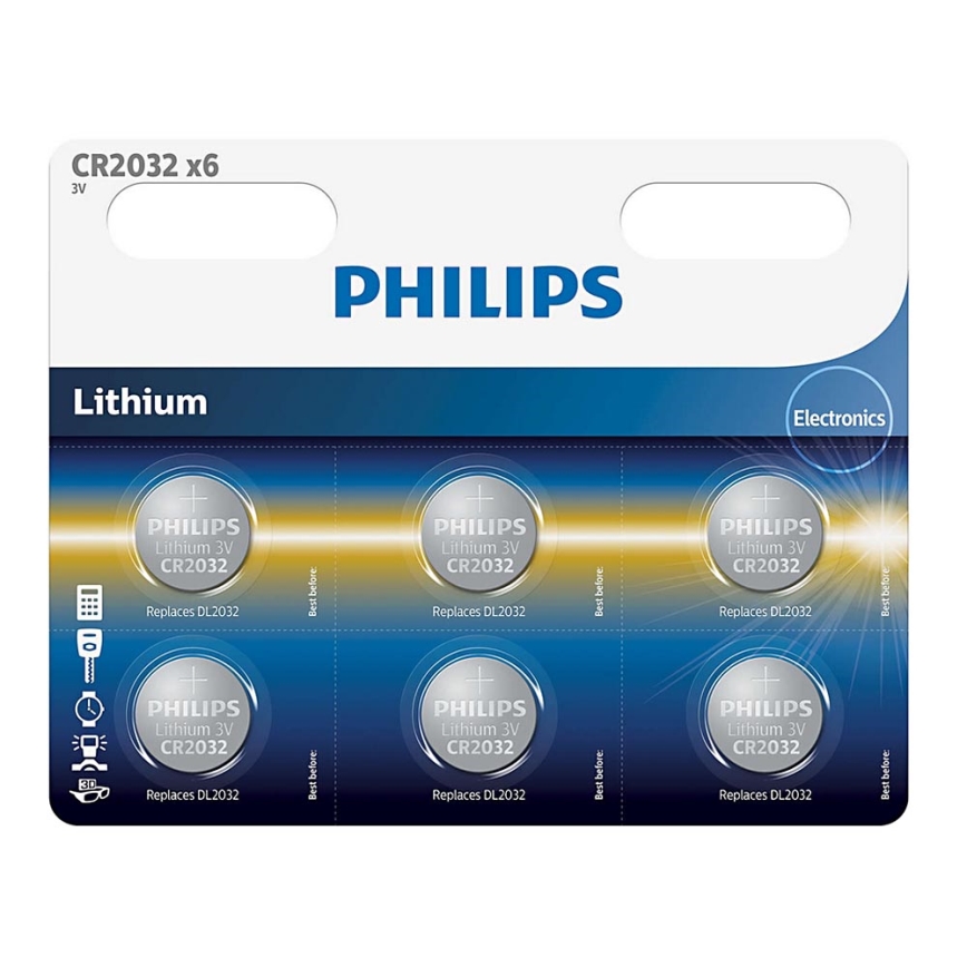 Philips CR2032P6/01B - Таблеточная литиевая батарейка CR2032 MINICELLS 3V 240mAh 6 шт.