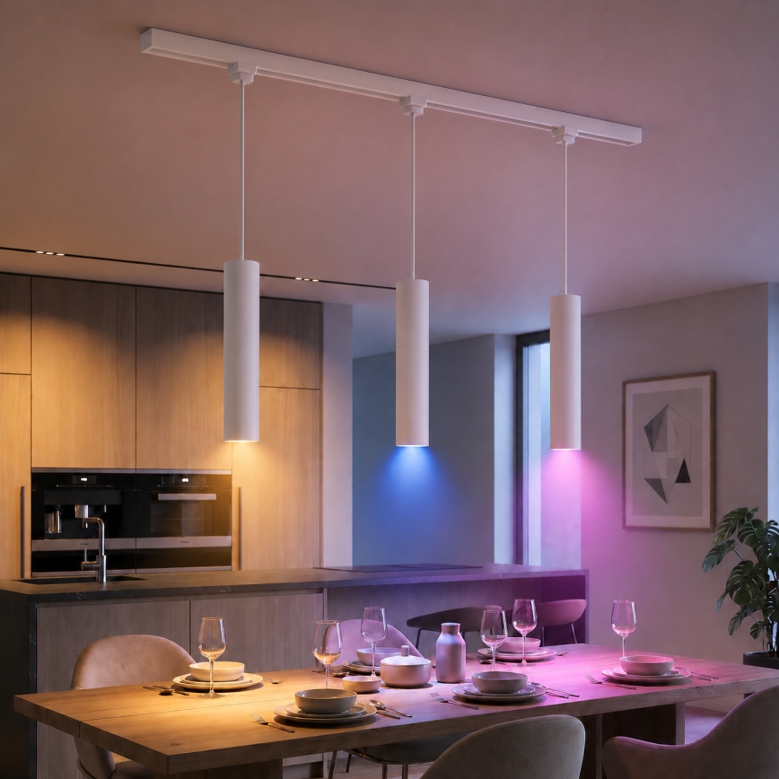 Philips - диммируемая светодиодная RGBW-люстра на тросе в трековой системе EASYLINK HUE 3xGU10/4,7Вт/230В 2200-6500К 1м белая