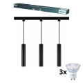 Philips - диммируемая LED-люстра на тросе для трековой системы EASYLINK, 3xGU10/7W/230V, 1 м, чёрная