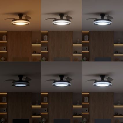 Philips - LED диммируемый потолочный светильник с вентилятором BLISS LED/35W/230V чёрный + пульт дистанционного управления