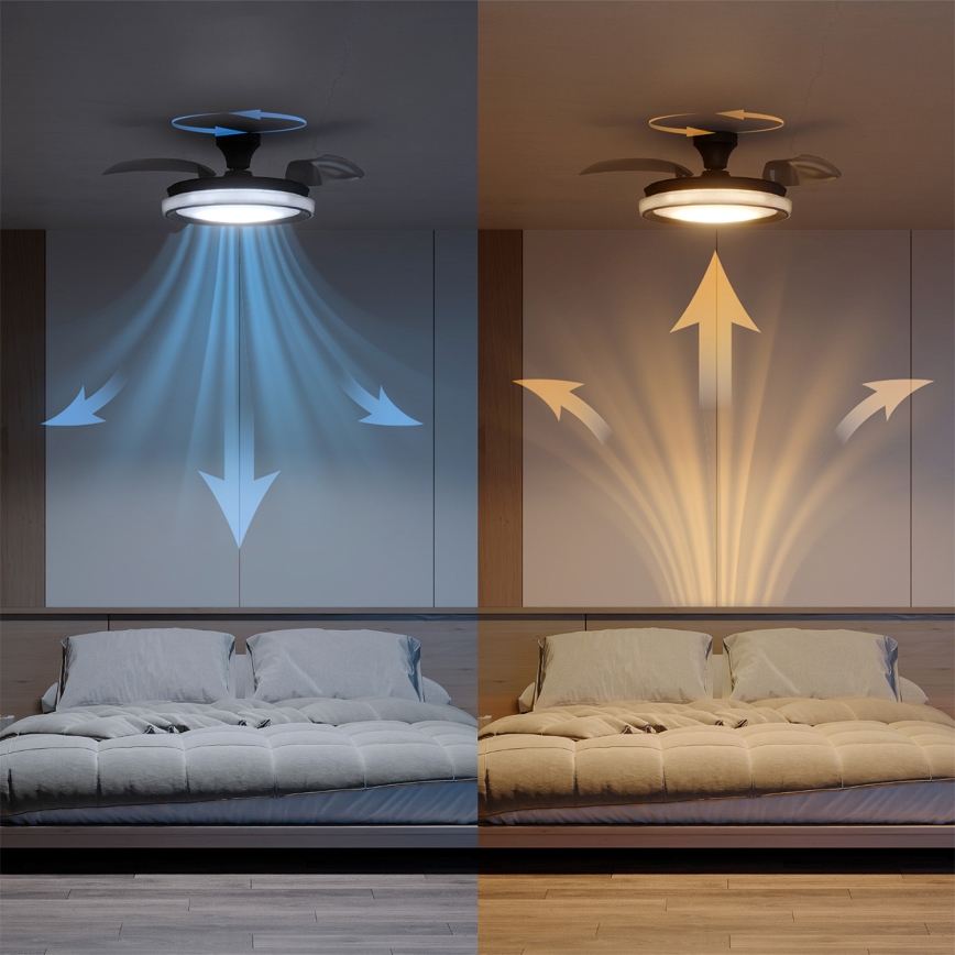 Philips - LED диммируемый потолочный светильник с вентилятором BLISS LED/35W/230V чёрный + пульт дистанционного управления