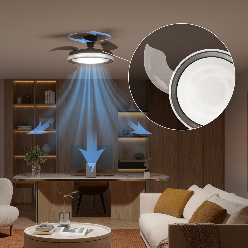 Philips - LED диммируемый потолочный светильник с вентилятором BLISS LED/35W/230V чёрный + пульт дистанционного управления