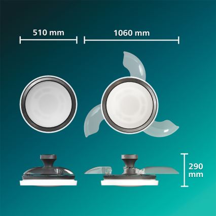 Philips - LED диммируемый потолочный светильник с вентилятором BLISS LED/35W/230V чёрный + пульт дистанционного управления