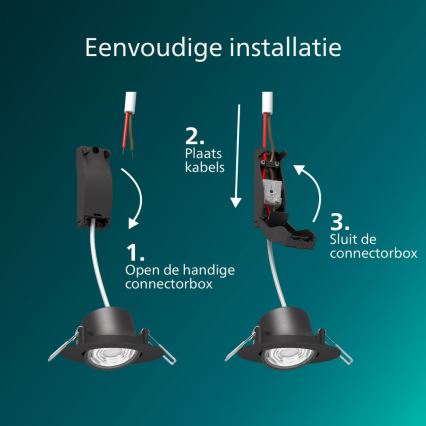 Philips - Диммируемый светодиодный встраиваемый потолочный светильник CILANTRO LED/5W/230V 2700K черный