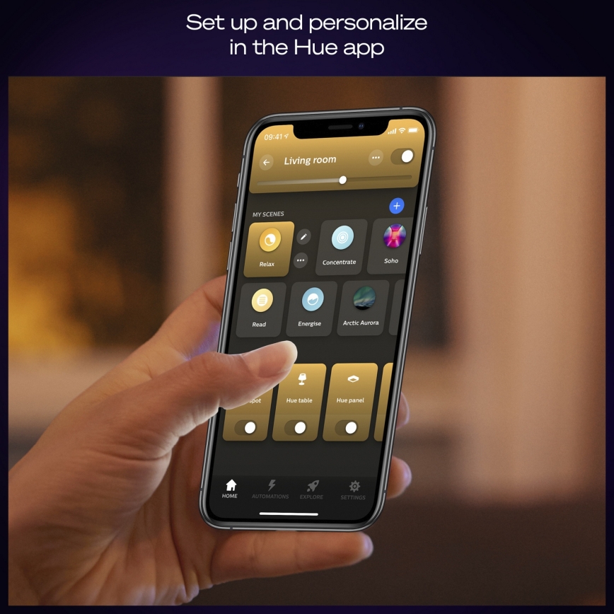 Філіпс - світлодіодний стельовий світильник з регулюванням яскравості Х'ю АУРЕЛЛЕ світлодіодний/19W/230V 2200-6500K 30x30 см чорний