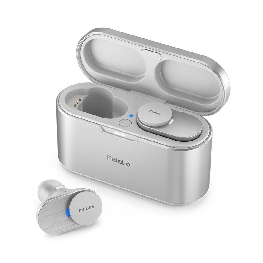 Philips Fidelio T1WT/00 - Бездротові навушники IPX4 2x 60 mAh + 650 mAh срібний