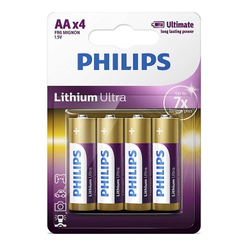 Philips FR6LB4A/10 - 4 шт. Літієва батарея AA LITHIUM ULTRA 1,5В 2400мАг