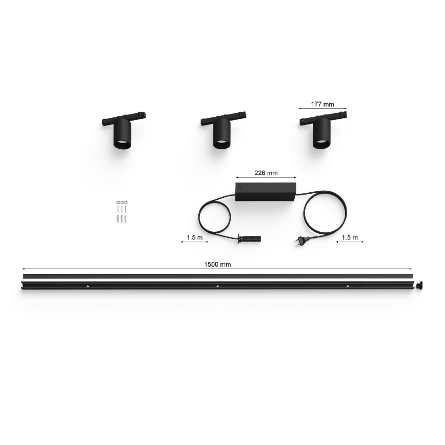 Philips - НАБІР 3x LED RGB Димоване світильник для шинної системи Hue PERIFO LED RGB/15,6W/230V 2000-6500K